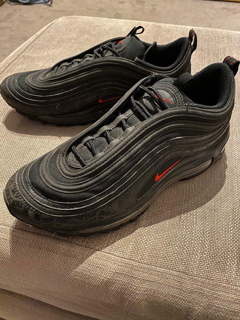 air max 97 all black red tick